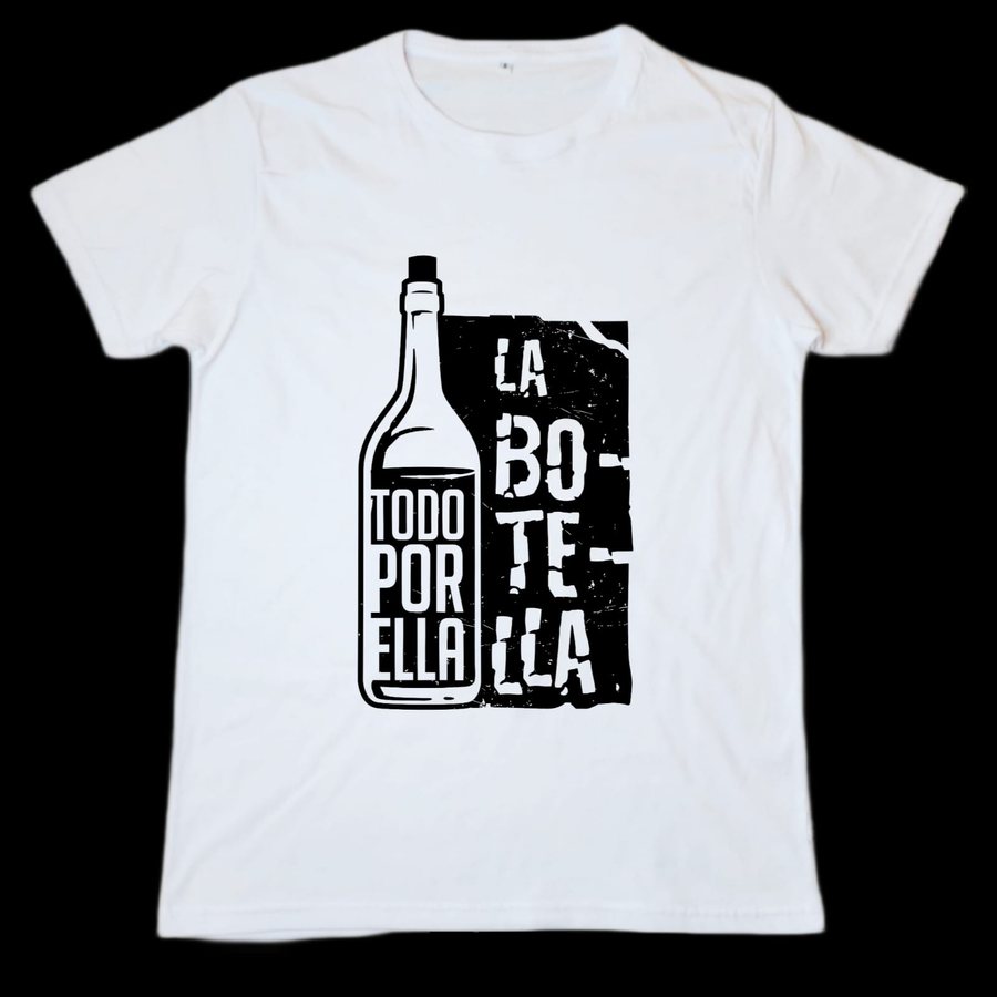 Remera blanca La botella, todo por ella